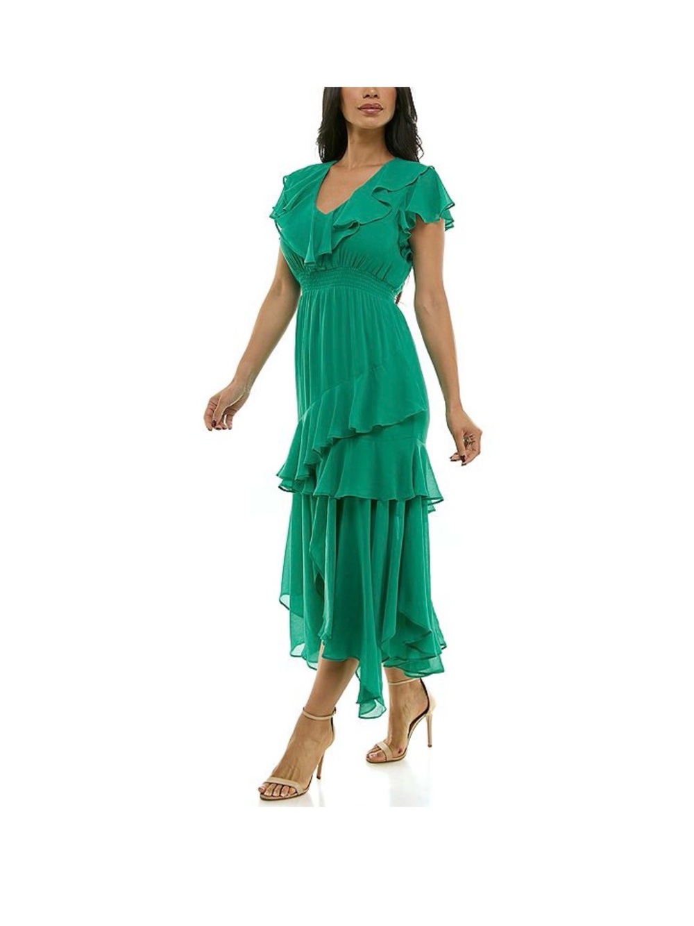 Maison Tara Teal Ruffle Dress